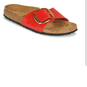 Birkenstock 36 sz 6.5 red patent leather big buckle sandal